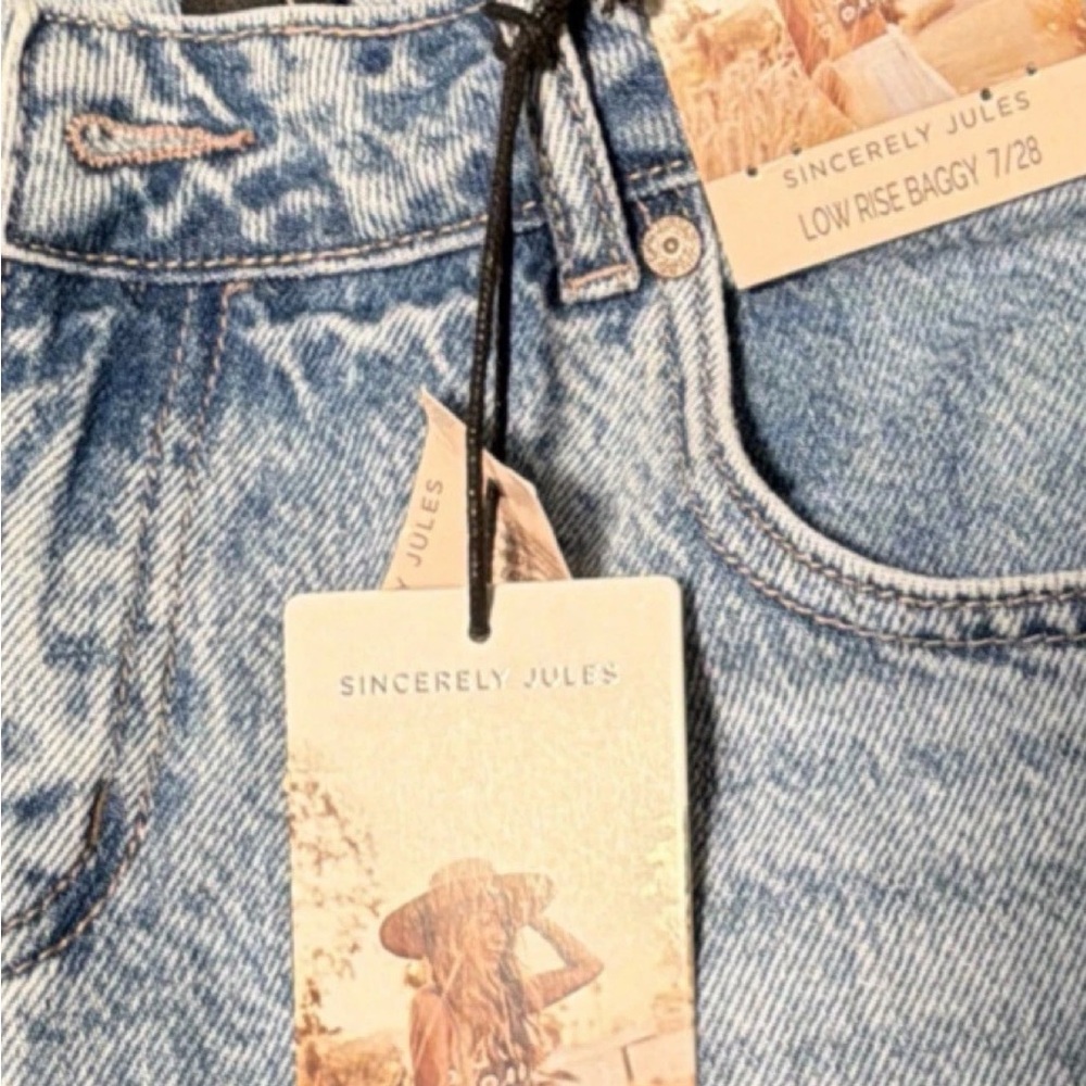 Sincerely Jules Low Rise Baggy Jeans Women’s 7/28 Blue Denim New With Tags - Picture 5 of 7